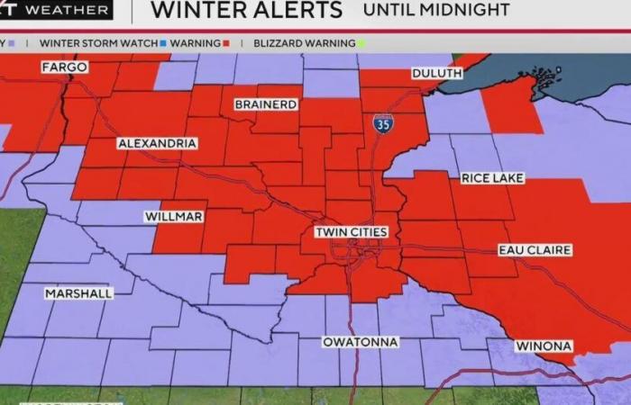 NEXT Weather Alert in Minnesota Thursday for heavy snowfall