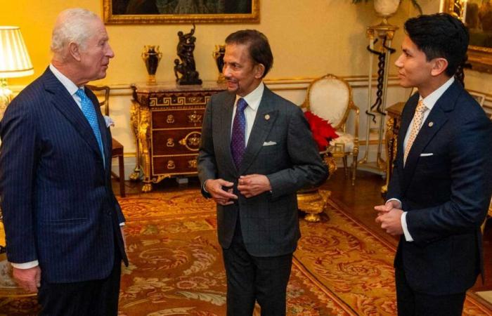 King Charles III receives the Sultan of Brunei and Prince Mateen Bolkiah at Buckingham