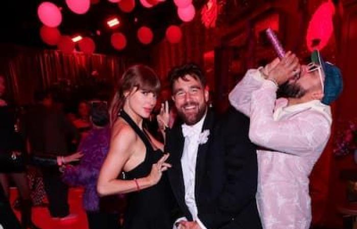 See Taylor Swift party with Travis Kelce and Brittany Mahomes at an “Eras” themed party!