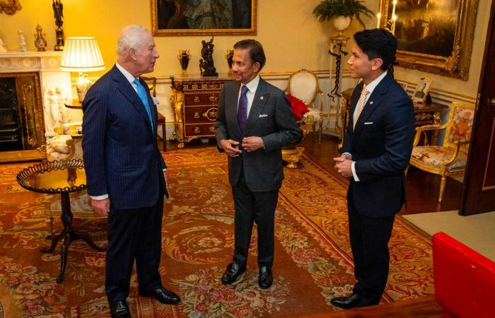 King Charles III receives the Sultan of Brunei and Prince Mateen Bolkiah at Buckingham