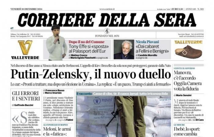 The Front Pages of the newspapers of Friday 20 December 2024 – AlessioPorcu.it