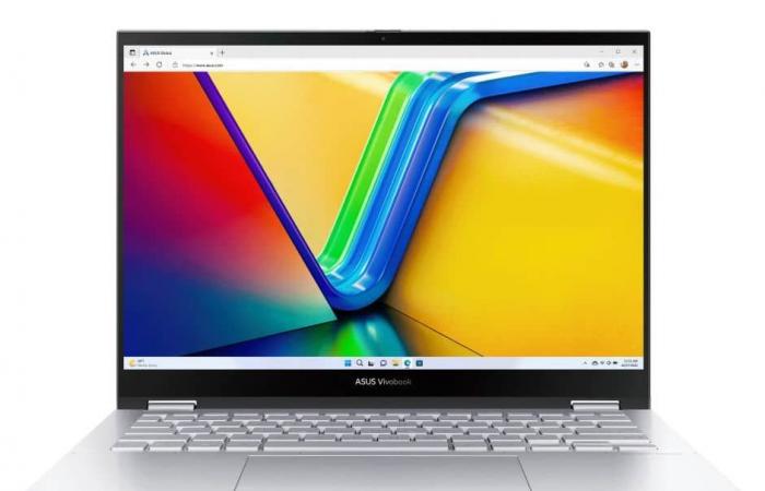 Promo €1049 Asus VivoBook S 14 Flip TN3402YA-KN250W, 2-in-1 laptop PC 14″ OLED 2.8K touchscreen tablet Silver easy to carry 8 hours Ryzen 7 SSD 1 TB