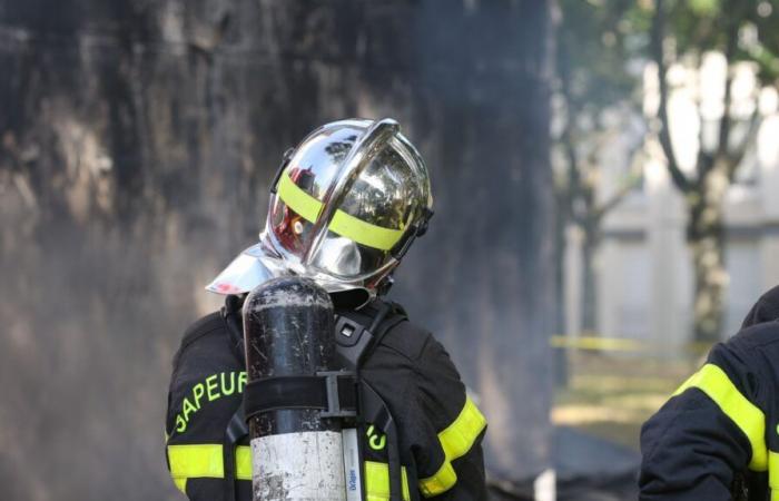 an agricultural shed ravaged by fire