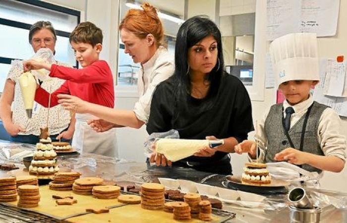 In Plougonvelin, the starred chef hosts a Yule log workshop with children from Morvan hospital