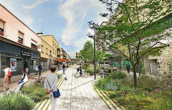 Pedestrian and green, rue de la Patrie in Lorient transformed in 2025