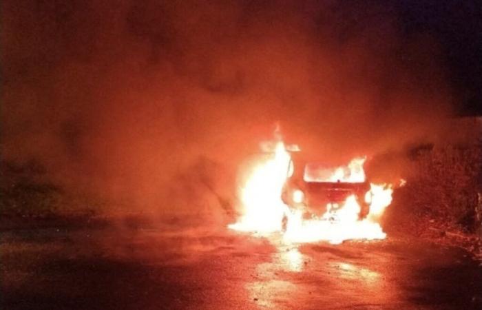 a stolen car destroyed by fire last night