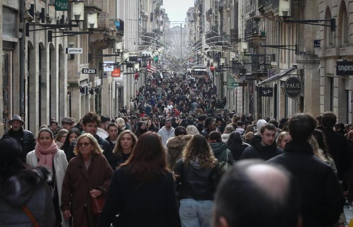 a fairly quiet rush before Christmas in the streets of Bordeaux