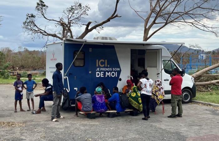 in Mayotte, a medical truck travels the roads to treat the injured from Cyclone Chido