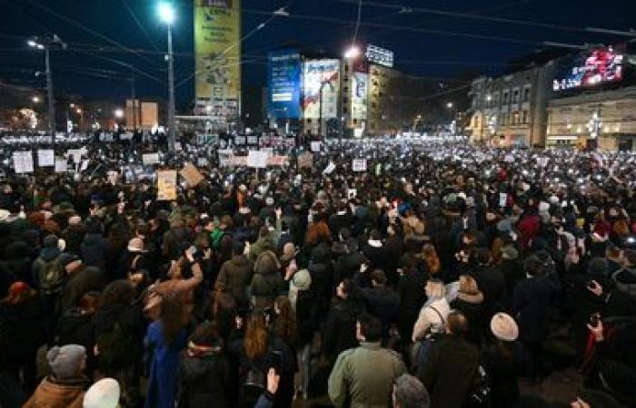 tens of thousands of people demonstrate to demand accountability from leaders following a tragedy in a train station