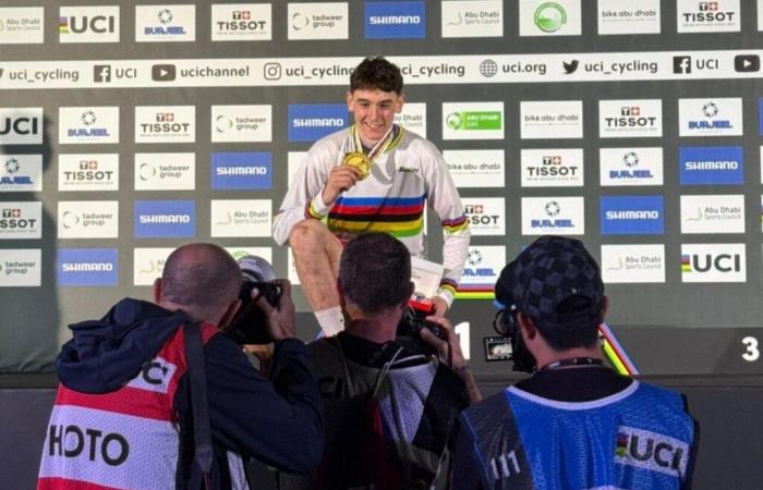 Near Fougères, Roman was crowned MTB trials world champion