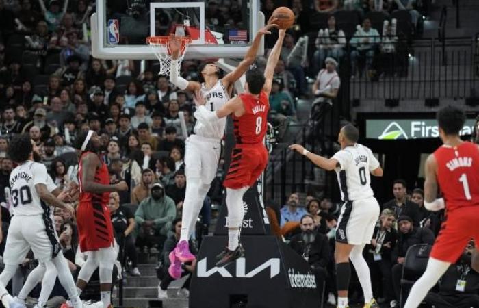 Victor Wembanyama equals his record for blocks, the Spurs win against the Blazers