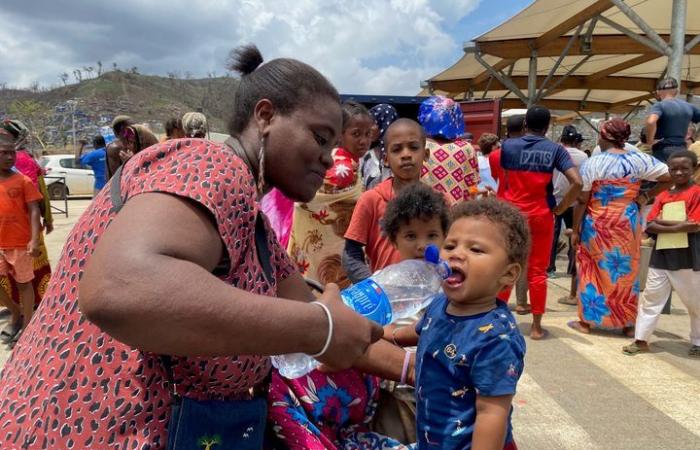 one week after the passage of Cyclone Chido in Mayotte, vital water distributions for residents