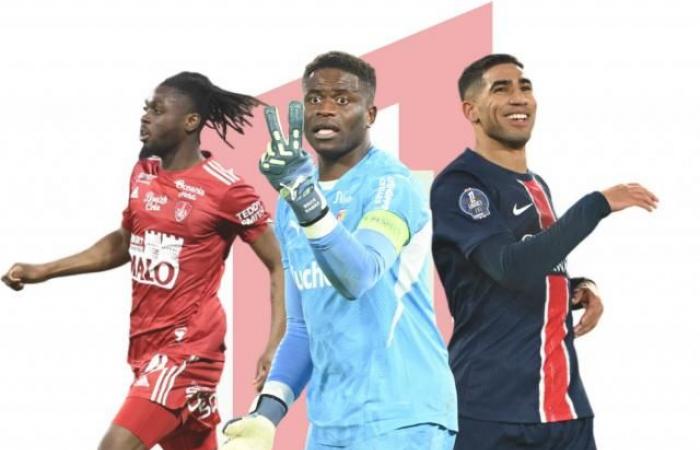 Which goalkeeper and which full-backs in the typical team of the year 2024 in Ligue 1?