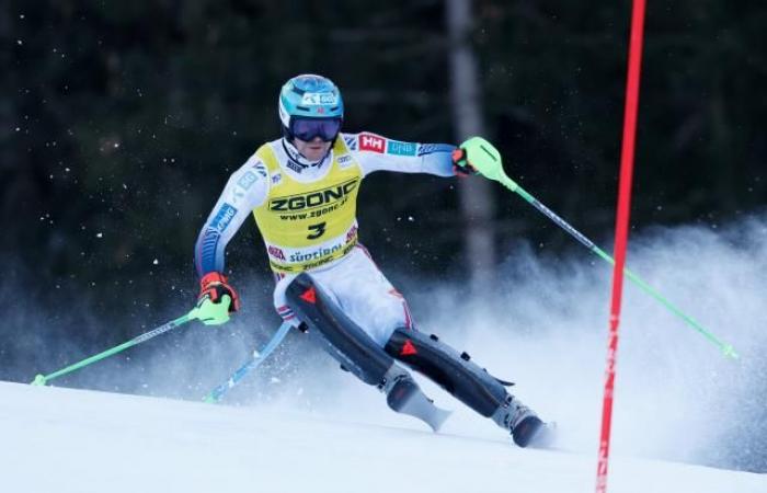 Timon Haugan in the lead after the first round of the Alta Badia slalom, Clément Noël 3rd