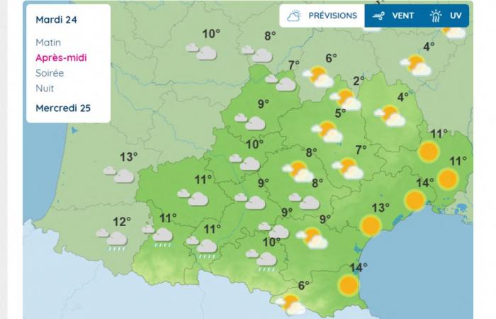 Weather report. What will the weather be like on Christmas Eve in Toulouse and Occitanie?