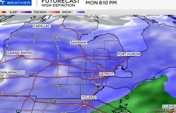 Snow, sleet and freezing rain expected Monday afternoon in Southeast Michigan