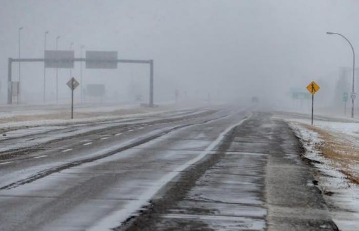 A thick fog envelops the Prairies