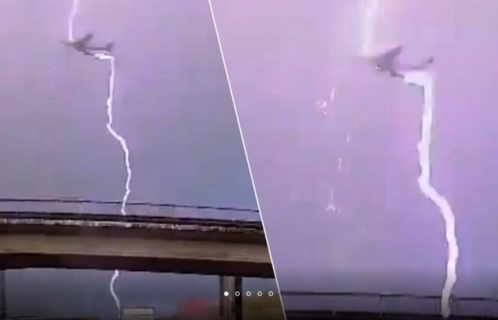 Plane struck by lightning after takeoff from Zaventem, incident filmed by car dashcam