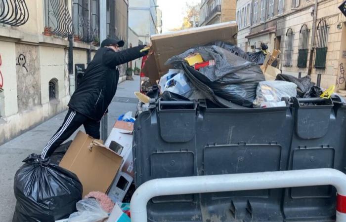 in Marseille, the trash cans are overflowing the day after Christmas Eve