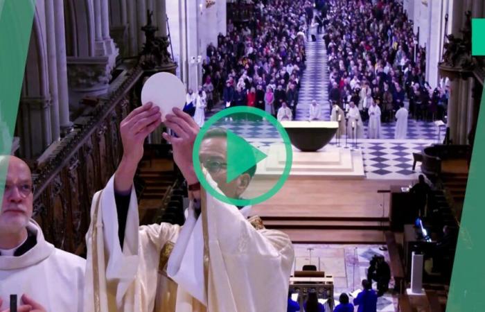 Notre-Dame de Paris had a full house for the first Christmas mass since the fire