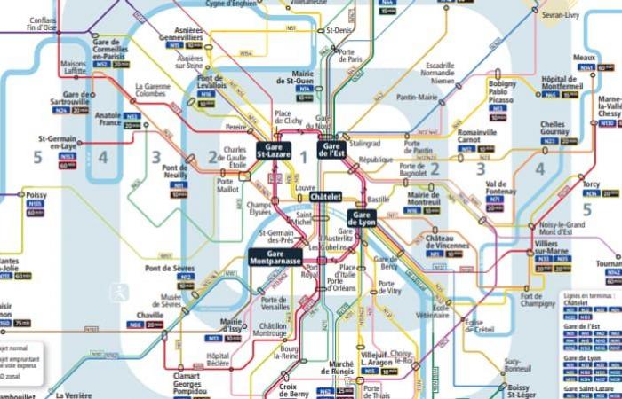 details of the metros, RER and Transilien accessible all night in Île-de-France