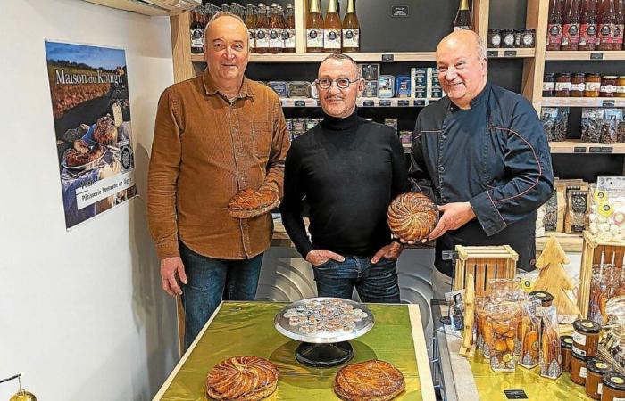 Pascal Jaouen creates the bean patterns for the pancakes at Maison Guéguen, in Quimper