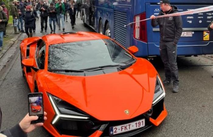 when Mathieu Van der Poel arrives at a competition in a Lamborghini