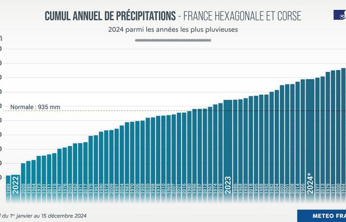 An excessively rainy year 2024 in France 12/27/2024