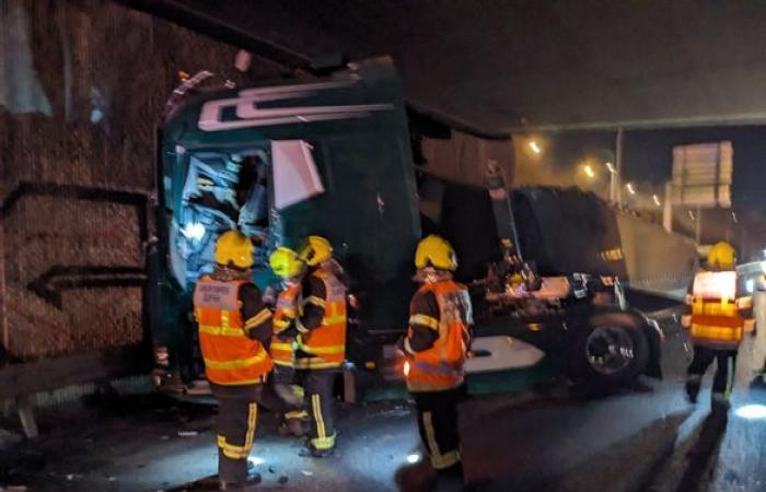 Six cars and a truck involved in a spectacular pileup on the RN7 near Riorges