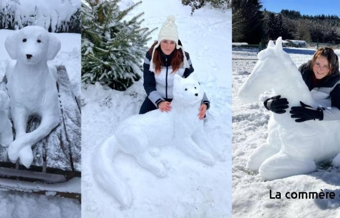 Unusual: she creates majestic snow sculptures of animals in Saint-Jeures