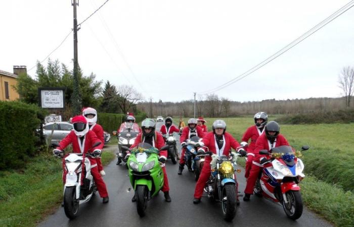 Biker Santas traveled through Lot-et-Garonne in the rain to distribute gifts