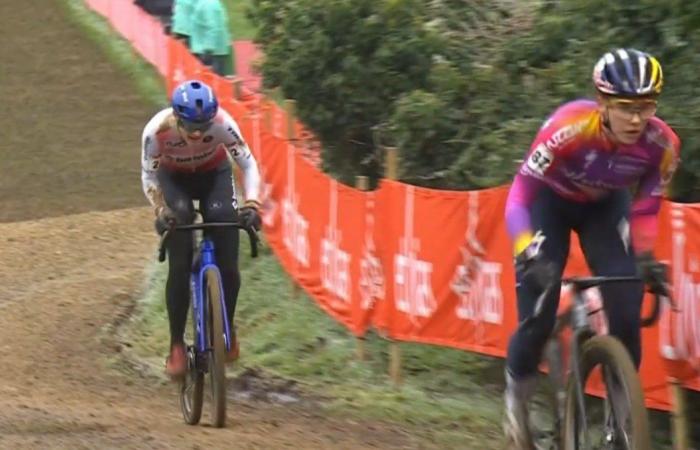 Fem van Empel earns 2024-2025 World Cup hat trick on greasy course in France