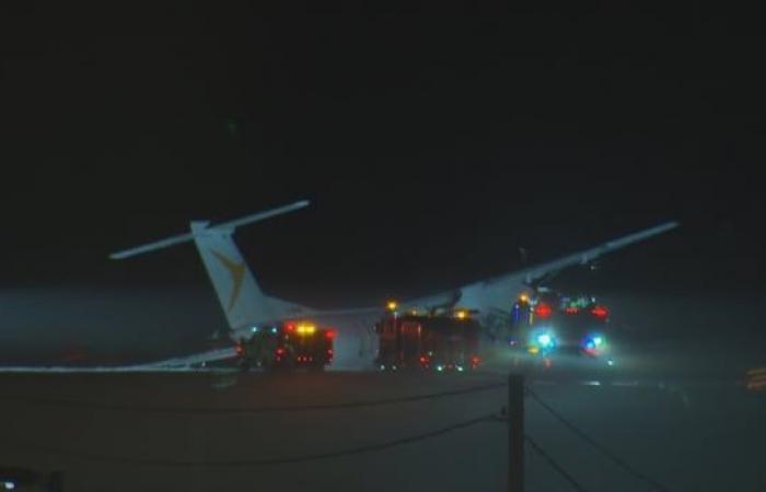 Part of plane catches fire on Halifax runway after rough landing, temporarily closing airport