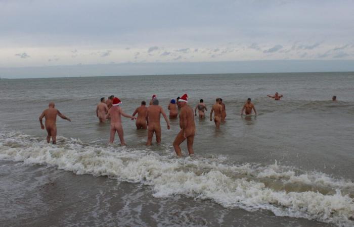 In Merville-Franceville, around twenty Frosty people braved the cold for the New Year's naturist bath