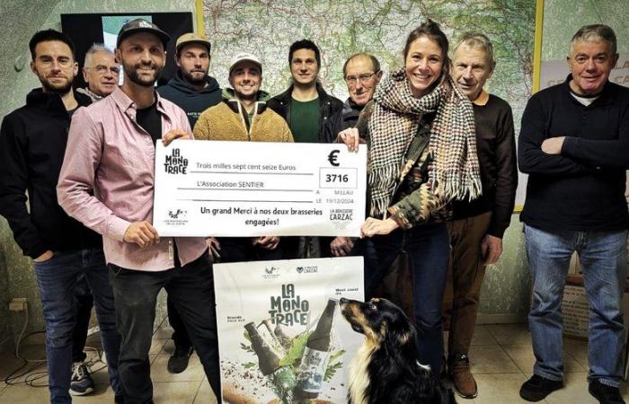 La Monotrace beer helps donate €3,716 for the maintenance of paths in South Aveyron