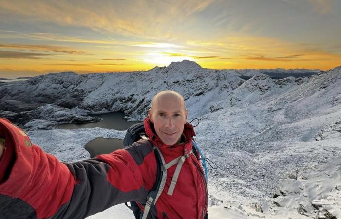 he climbs peaks at night and captures the wonders of nature at sunrise