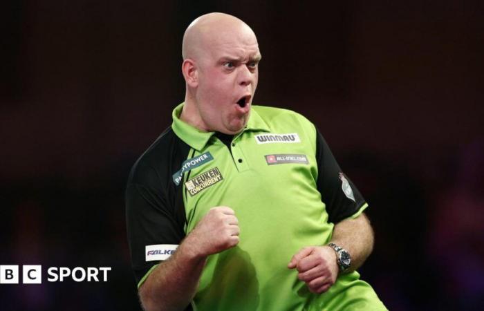 PDC World Darts Championship 2025 results: Michael van Gerwen beats Callan Rydz to set up semi-final against Chris Dobey