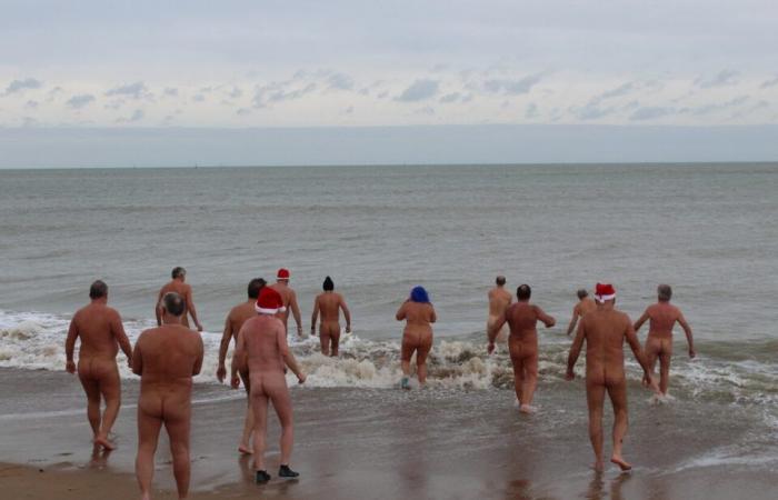 In Merville-Franceville, around twenty Frosty people braved the cold for the New Year's naturist bath