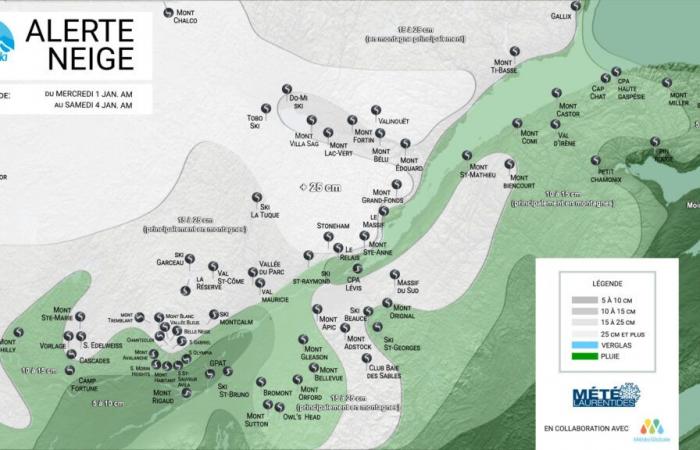 Snow alert from January 1 to 4, 2025