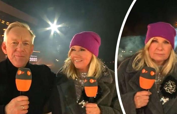 ZDF presenter Andrea Kiewel caught on the wrong foot live on TV