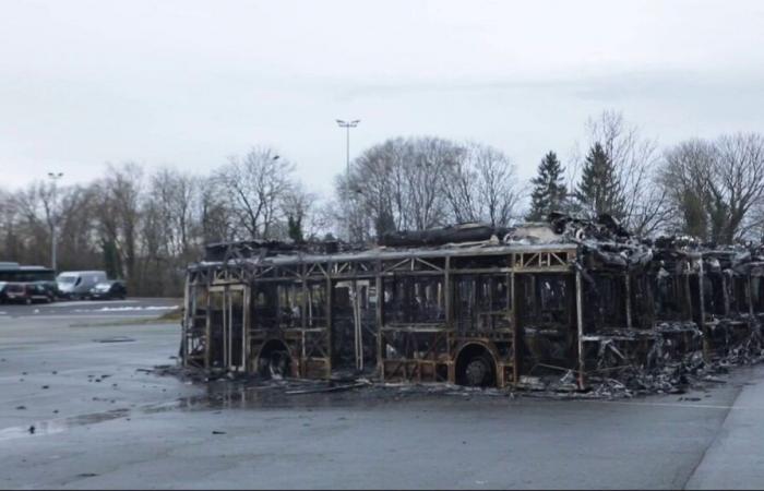 hydrogen buses catch fire in a parking lot