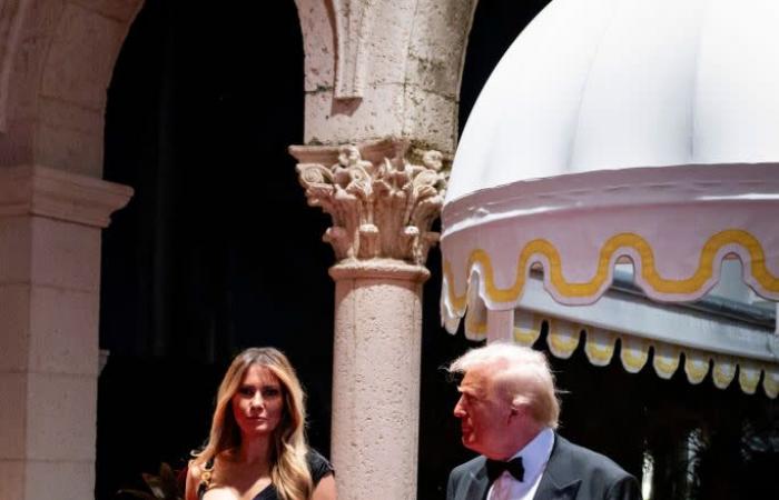 Melania Trump Wears Draped Versace Gown for Mar-a-Lago New Year’s Eve Party