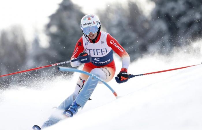 Michelle Gisin in the party at Kranjska Gora