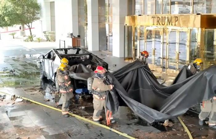 A Tesla Cybertruck explodes in front of Donald Trump's hotel: the video is impressive