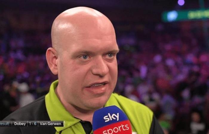 Michael Van Gerwen delivers X-rated interview after fulfilling Chris Dobey's promise to reach the final