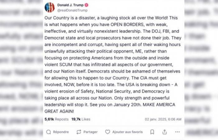 “The United States is the laughing stock of the world”: Donald Trump attacks Joe Biden and the FBI after the attack in New Orleans