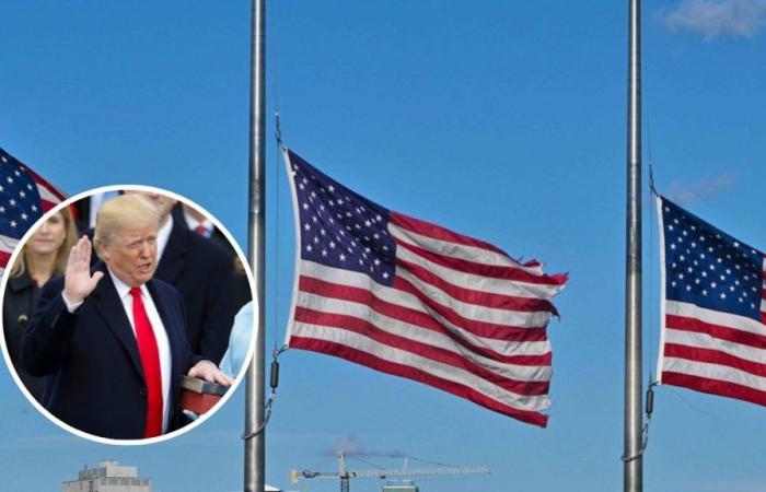 Trump inauguration: controversy over flags at half mast