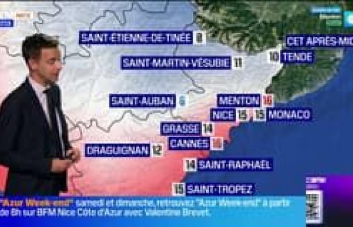 gusts of wind expected with relatively cloudy skies, 16°C in Cannes this afternoon