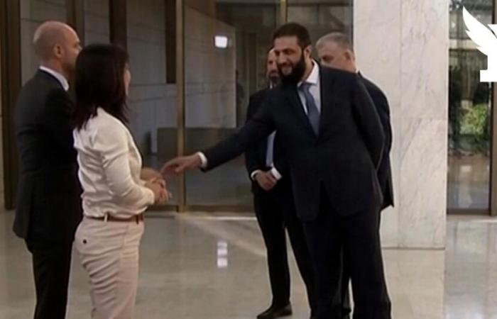 the country's new strongman, Ahmad al-Chareh, refuses to shake the hand of a German minister