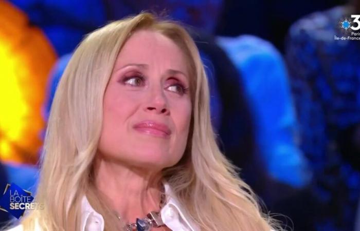 Lara Fabian in tears upon discovering the testimonies of her daughter and her husband in The Secret Box